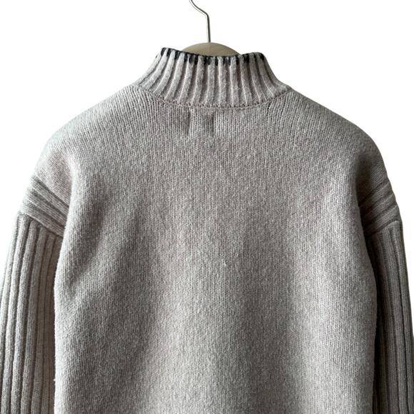 Joie Mock Neck Hand Finished Edge Sweater, Size XS, Oatmeal - Picture 4 of 9